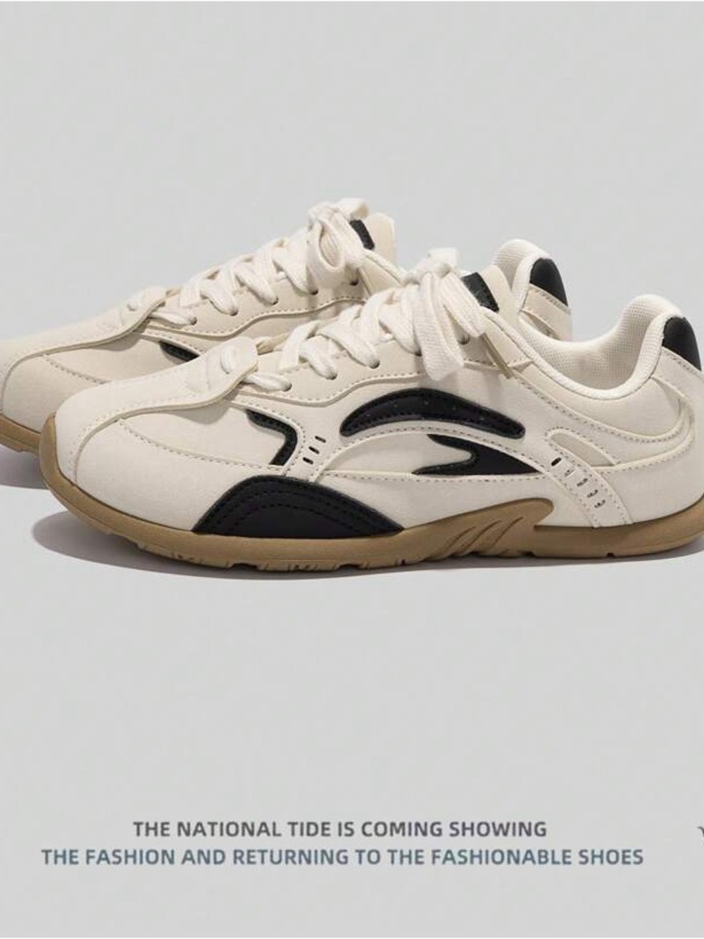 Women’s Athletic Sneakers in Cream with Black Accents